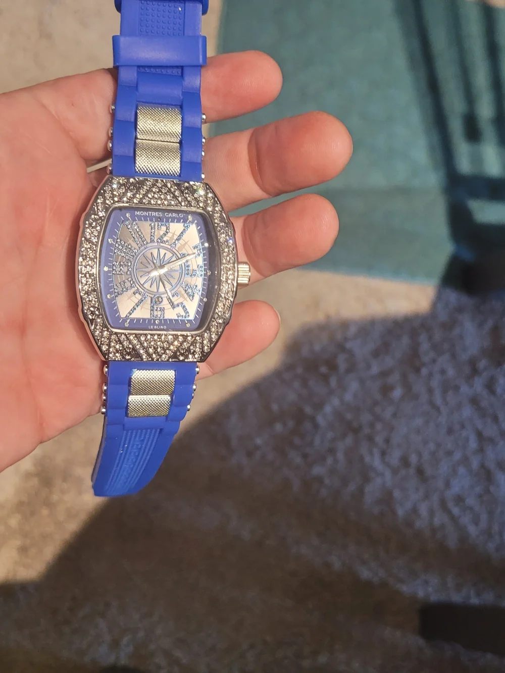 Blue Diamond-Accent Men's Watch